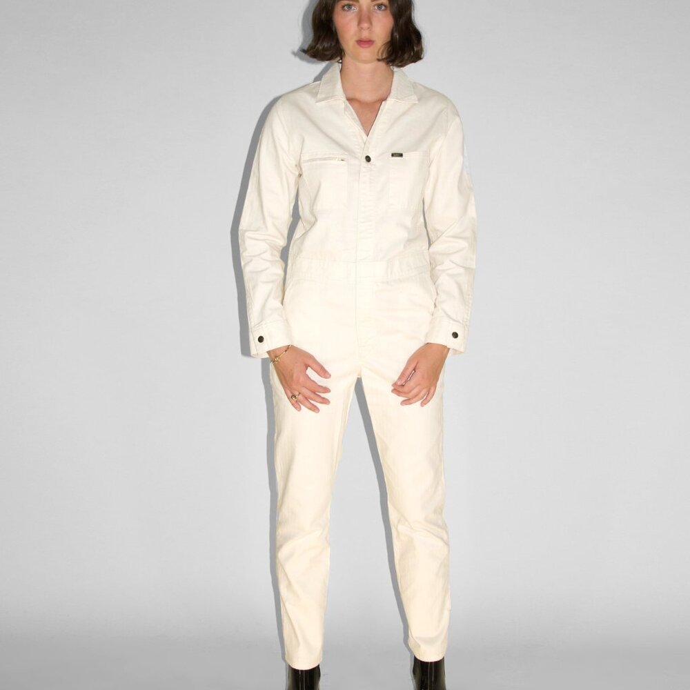 Lee Jumpsuit in Ecru Herringbone Denim | MEDIUM